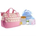 5PCS Baby Nappy Diaper Bags Set Mummy Diaper Shoulder Bags W Nappy Changing Pad Insulated Pockets Travel Tote Bags - Image 4