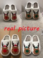 Christmas Shoes Winter Home Slippers Elk Soft Cozy Bedroom Slipper Slip On House Shoes - Image 5