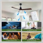 52" Wooden Ceiling Fans with Lighted Remote Control, Indoor Outdoor Wooden Ceiling Fan, Outdoor Modern Ceiling Fan with 3 Fan Blades for Patio - Image 4