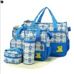5PCS Baby Nappy Diaper Bags Set Mummy Diaper Shoulder Bags W Nappy Changing Pad Insulated Pockets Travel Tote Bags - Image 5