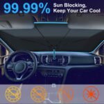 1Pc 57x33In Foldable Car Sun Umbrella Universal Sun Blocker Shield Shade Silver Titanium Sun Protector With Carry Bag For Car Truck SUV - Image 7