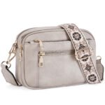 Triple-zipper Shoulder Bag With Floral Embroidered Straps Fashion Colorblock Multi-functional Crossbody Bags For Women - Image 3