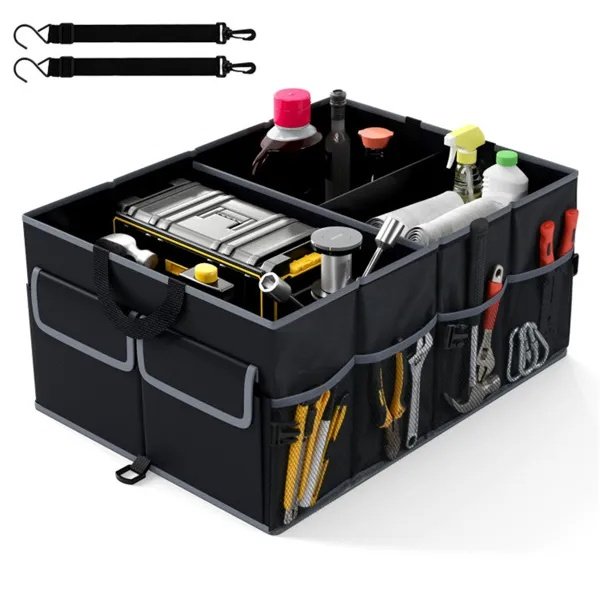 117f5de5-89c9-476e-ad59-4e83ed46e864.jpg 13 Gallon Car Trunk Organizer - 3 Compartments+6 Pockets, 600D Oxford Fabric, Non-Slip Base, Black - Image 1