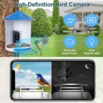 Smart Bird Feeder With Solar Powered Camera 1080P HD AI Identify PIR Motion Auto Capture Video Cloud Card Storage WiFi Connection App Control IP65 Waterproof - Image 3