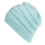 Mixed Color Knitted Wool Hat Ladies Non-labeled Ponytail Hat - Image 6