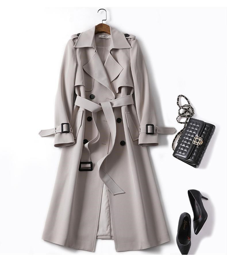 1619059566939.jpg Double-breasted Mid-length Tie Trench Coat - Image 1