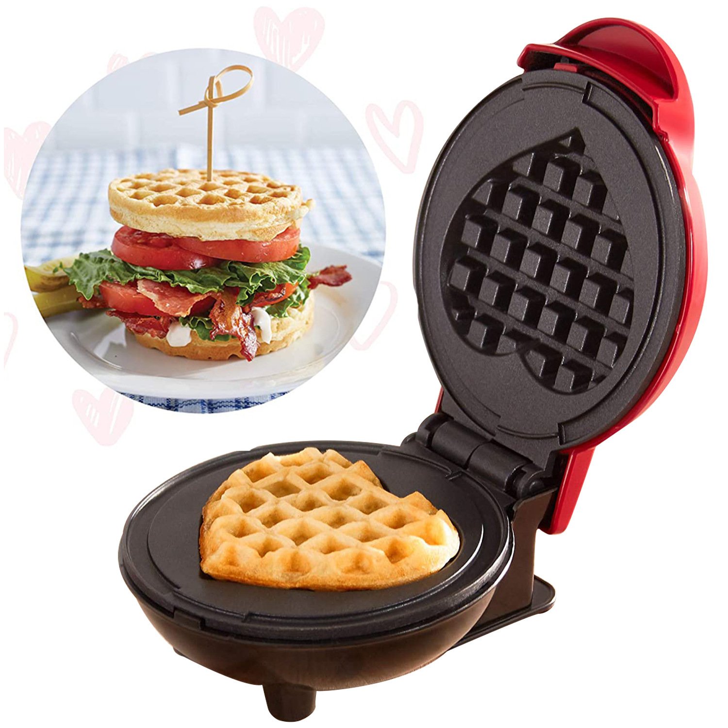 1619169613774.jpg Mini Waffle Maker Waffle Home Children'S Breakfast Machine Portable Electric Baking Pan Light Food Machine - Image 1