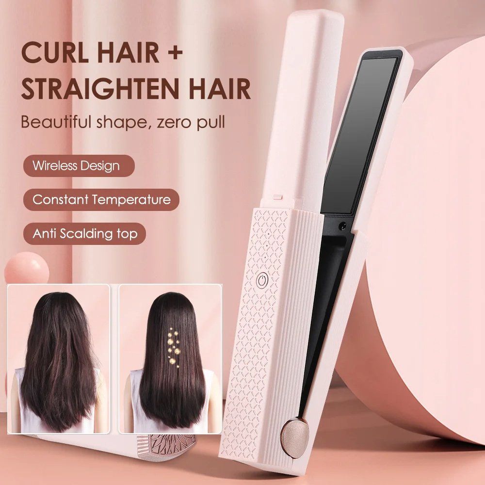 16d94fac-fc6c-49cc-81c7-2eacab68a81d.jpg Hair Straightener Cordless Usb Hair Straightener Mini Ceramics Hair Curler 3 Constant Temperature Portable Flat Iron For Travel - Image 1