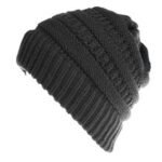 Mixed Color Knitted Wool Hat Ladies Non-labeled Ponytail Hat - Image 8