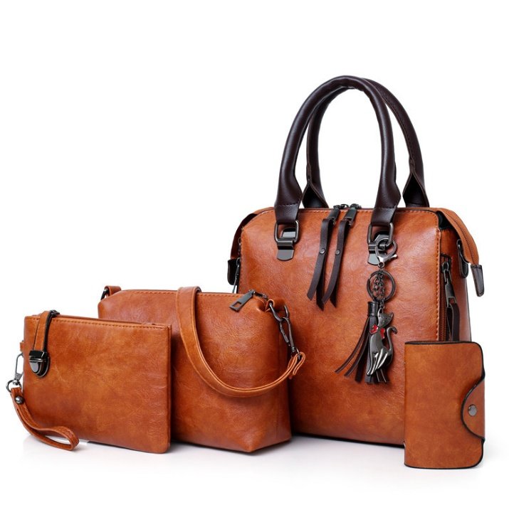 1896477859030.jpg Multi-piece set New wave fashion handbag bag retro simple child bag shoulder bag Messenger bag - Image 1