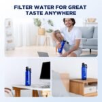 1060mL Water Filter Bottle, 4Stage F Daily Hydration Travel, Blue Translucent - Image 2