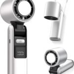 Portable Handheld Fan, Speed Adjustable Turbo Mini Fan, Reduced Temperature Mode, Rechargeable Digital Display Foldable
