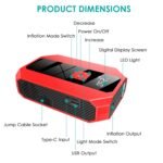 1Pc Portable Car Jump Starter Air Compressor 1500A 400PSI Car Battery Charger Jump Starter Power Bank LED Flashlight Digital Tire - Image 3