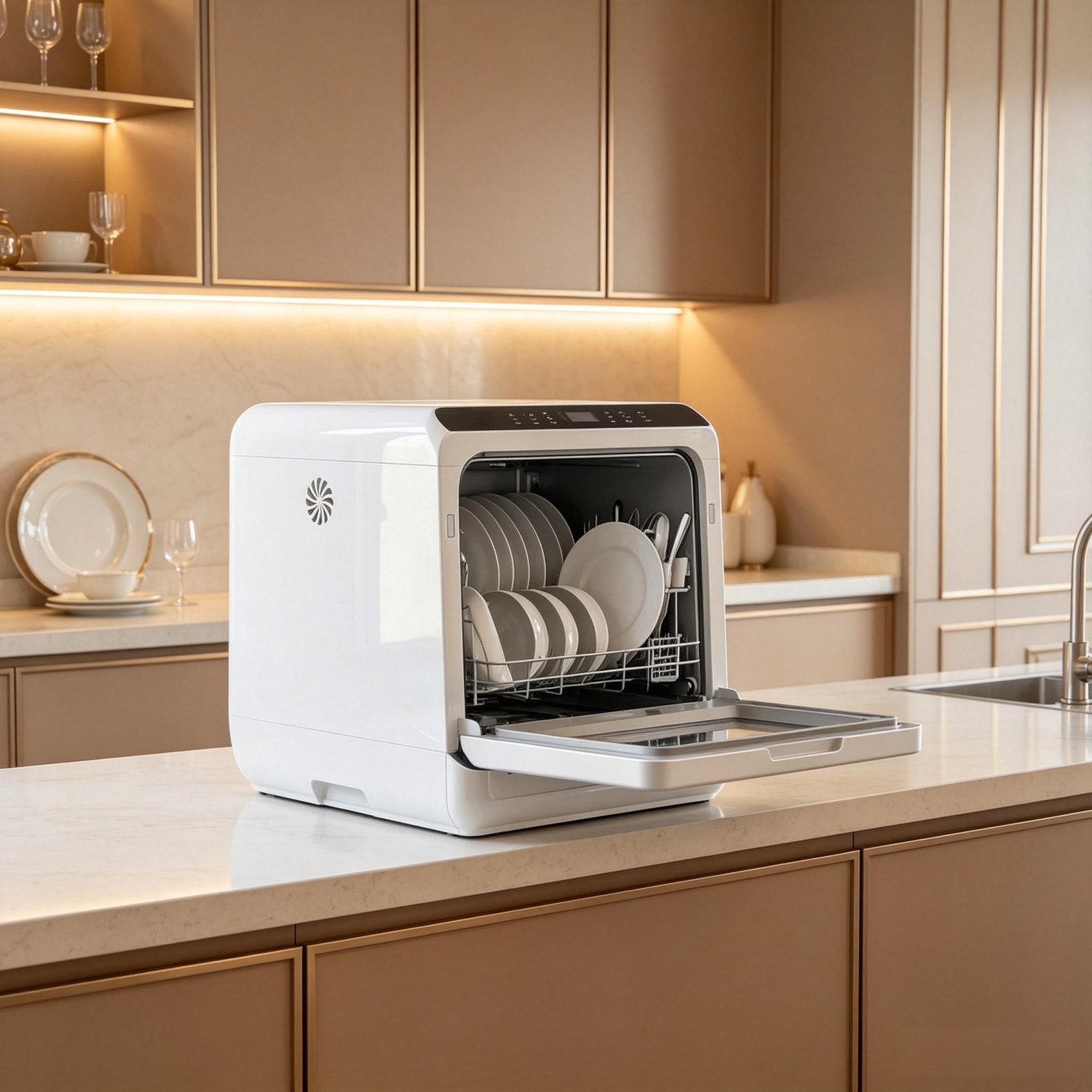 1e8a81420de346a386b2d836b24767b2.jpg Portable Countertop Mini Dishwasher, 1.6 Gal Water Tank, 5 Wash Programs, Air-Dry Function - Image 1