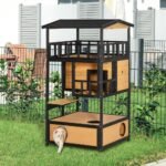 Wooden Outdoor Cat House, Wild Cat Shelter Kitten Tree - Image 3