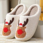 Christmas Shoes Winter Home Slippers Elk Soft Cozy Bedroom Slipper Slip On House Shoes - Image 3