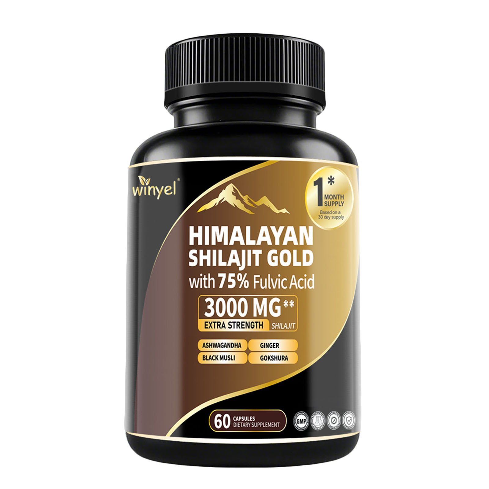 25072e2b-1d87-4c63-a7bf-9b9ddb390646.jpg Shilajit Capsules, Ashwagandha, Gokshura, 85 Trace Minerals, High Potency Gold Grade Himalayan Shilajit Supplements - Image 1