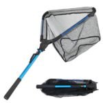 1Pc Foldable Fishing Net For Summer With Aluminum Alloy Rod EVA Handle Durable 5MM Hexagonal Nano Coating Nylon Mesh