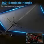 1Pc 57x33In Foldable Car Sun Umbrella Universal Sun Blocker Shield Shade Silver Titanium Sun Protector With Carry Bag For Car Truck SUV - Image 2