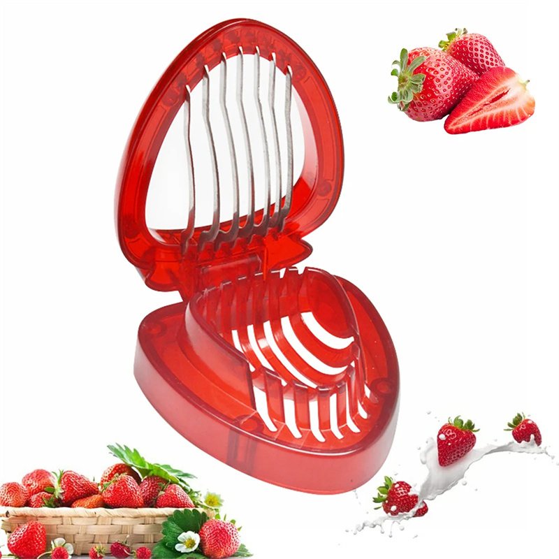 34a4d0f2-f221-4738-8106-f6942e54efcb.jpg Red Strawberry Slicer Plastic Fruit Carving Tools Salad Cutter Berry Strawberry Cake Decoration Cutter Kitchen Gadgets - Image 1