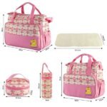 5PCS Baby Nappy Diaper Bags Set Mummy Diaper Shoulder Bags W Nappy Changing Pad Insulated Pockets Travel Tote Bags - Image 9