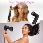 1Pc 5 In 1 Hot Air Styler Straightener Curler Dryer Automatic Wrap Styler Hair Dryer Brush Set With 3 Temp Settings ALCI Plug Glove Cable Tie 2 Alligator Hair Clips - Image 8