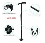 Folding LCD Walking Stick Cane With Flashlight For Senior Aluminium Travel Hiking Cane Trekking Pole Crutch Handle Strap 5 Gears - Image 5