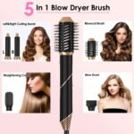 1Pc 5 In 1 Hot Air Styler Straightener Curler Dryer Automatic Wrap Styler Hair Dryer Brush Set With 3 Temp Settings ALCI Plug Glove Cable Tie 2 Alligator Hair Clips - Image 3