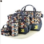 5PCS Baby Nappy Diaper Bags Set Mummy Diaper Shoulder Bags W Nappy Changing Pad Insulated Pockets Travel Tote Bags - Image 3