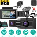 2K Car DVR 3 Channel Dash Cam Camcorder Camera Recorder With 140 Degree Angle GPS WiFi Night Vision G-sensor Loop Recording Parking Monitor