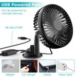 1Pc Car Cooling Fan Portable Rotatable USB Vehicle Fan Backseat Clip Fan Dashboard Window Suction Fan For SUV RV Pickup With 3 Speeds - Image 4