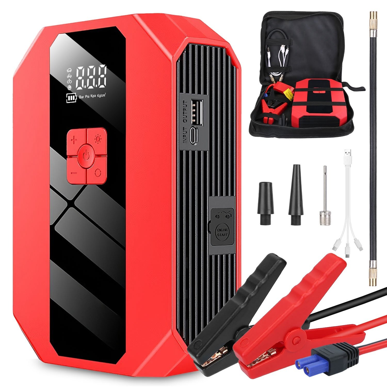505b0f7c-bc26-4089-b871-52438c836dfc.jpg 1Pc Portable Car Jump Starter Air Compressor 1500A 400PSI Car Battery Charger Jump Starter Power Bank LED Flashlight Digital Tire - Image 1