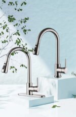 Pull-out Hot And Cold Household Kitchen And Dishwashing Brushed Copper Sink Faucet - Image 2