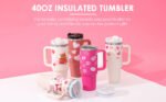 40 Oz Tumbler with Handle Straw Lid Insulated Stainless Steel Vacuum Reusable Coffee Cup Holder Friendly Keep Drinks Cold Gifts for Lover Women Men Car Gym Travel - Image 10