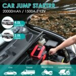 1Pc Portable Car Jump Starter Air Compressor 1500A 400PSI Car Battery Charger Jump Starter Power Bank LED Flashlight Digital Tire - Image 6