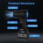 130000RPM Cordless Mini Blower, 1000W Powerful Motor With Turbo Tech - 550g Wind Pressure&600g Blowing Force, 64mm Air Output For Heavy Debris Cleaning - Image 6