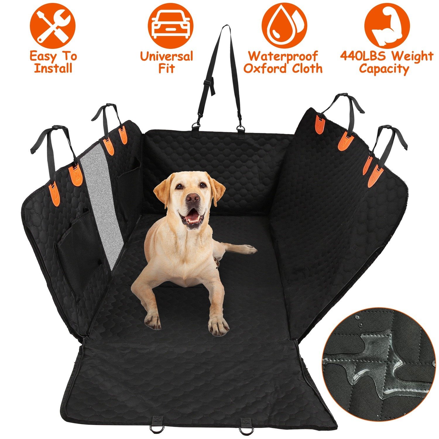 5d5ee371-afe9-4a36-ade9-68d0e4b64ceb.jpg Dog Car Back Seat Cover With Zipper Mesh Window Storage Bags Waterproof 600D Oxford Cloth Car Seat Protector With Slide Flaps For Cars Trucks SUVs - Image 1