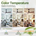 52" Wooden Ceiling Fans with Lighted Remote Control, Indoor Outdoor Wooden Ceiling Fan, Outdoor Modern Ceiling Fan with 3 Fan Blades for Patio - Image 7