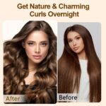 Satin Heatless Hair Curler, Lazy Natural Soft Wave DIY Heatless Curls For Sleep In Overnight, For All Hair Types - Pink - Image 8