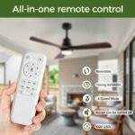 52" Wooden Ceiling Fans with Lighted Remote Control, Indoor Outdoor Wooden Ceiling Fan, Outdoor Modern Ceiling Fan with 3 Fan Blades for Patio - Image 9