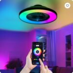 23 Inch Black Ceiling Fan Light With LED RGB   Dimmable & Color Changing, APP & Remote Control, Modern Smart Ceiling Fan For Living Room - Image 3