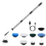 1Pc Electric Spin Scrubber Cordless Rechargeable Telescopic Cleaning Brush 8 Replaceable Heads 2 Speed Adjustable Extension Arm Bathroom Tub Tile Floor - Image 5
