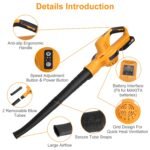 1Pc Cordless Leaf Blower Handheld Electric Battery Powered Air Blower Max 124MPH 300CFM With 2 Adjustable Speeds 2Pcs 18V 2000mA Battery And Charger For Yard Patio - Image 7