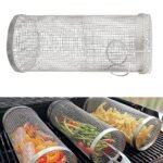 Rolling Grilling Basket Metal BBQ Barbecue Basket Net Portable Outdoor Camping Barbecue Rack Kitchen Gadgets - Image 6