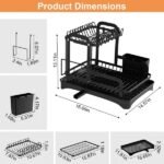 2-Tier Dish Drying Rack For Kitchen Counter Space Saving Rustproof Dish Rack With Drainboard Detachable Kitchen Drainer Organizer Set - Image 4