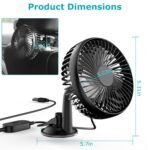 1Pc Car Cooling Fan Portable Rotatable USB Vehicle Fan Backseat Clip Fan Dashboard Window Suction Fan For SUV RV Pickup With 3 Speeds - Image 5