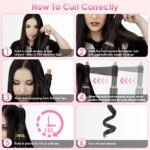 1Pc 5 In 1 Hot Air Styler Straightener Curler Dryer Automatic Wrap Styler Hair Dryer Brush Set With 3 Temp Settings ALCI Plug Glove Cable Tie 2 Alligator Hair Clips - Image 6