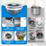 Sink Drain Strainer  Sink Stopper Kitchen Drain, 3 In 1 Kitchen Sink Drain Strainer With Anti Clogging Basket Kitchen Gadgets - Image 4