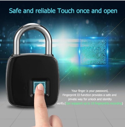 9294051082528.jpg Fingerprint padlock smart lock anti-theft door lock outdoor door padlock luggage lock fingerprint padlock - Image 1