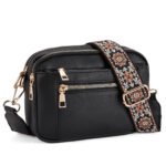 Triple-zipper Shoulder Bag With Floral Embroidered Straps Fashion Colorblock Multi-functional Crossbody Bags For Women - Image 2